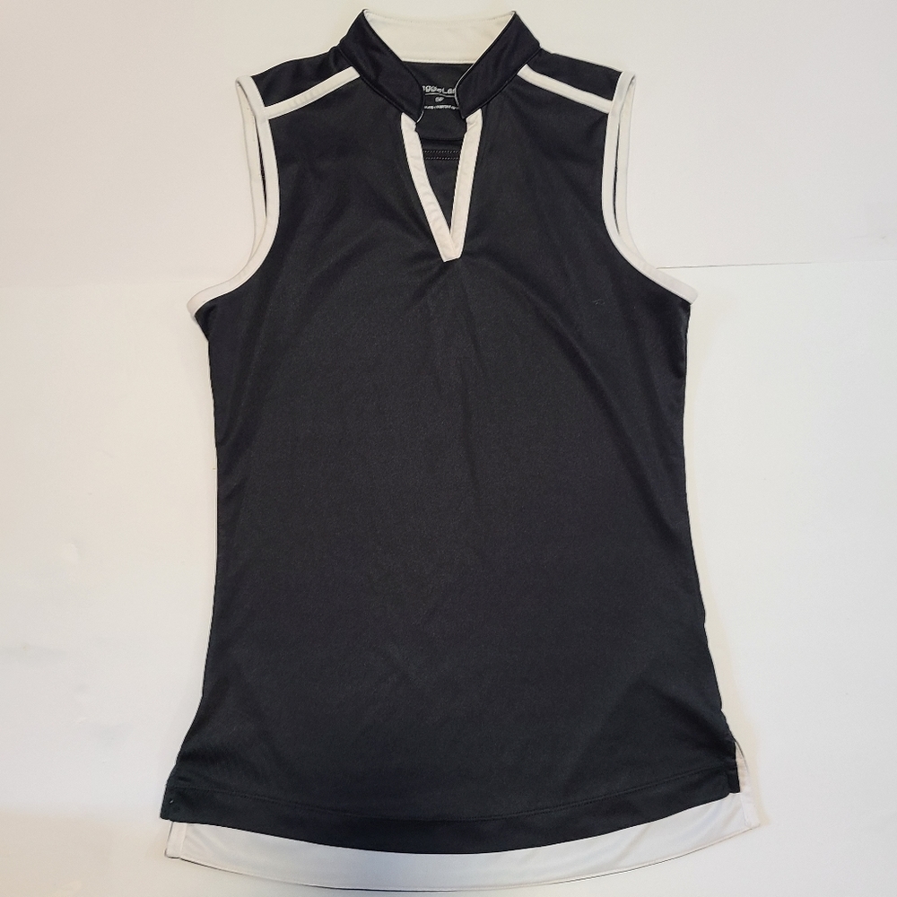 Maggie Lane Sleeveless Black/White Golf Tank Top/Shirt Polo. Size Small